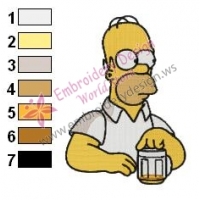 Homer Simpson Drinks Embroidery Design